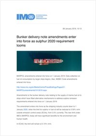 Bunker delivery note amendments enter into force