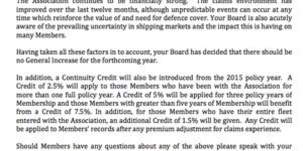 0% General Increase and Introduction of Continuity Credits