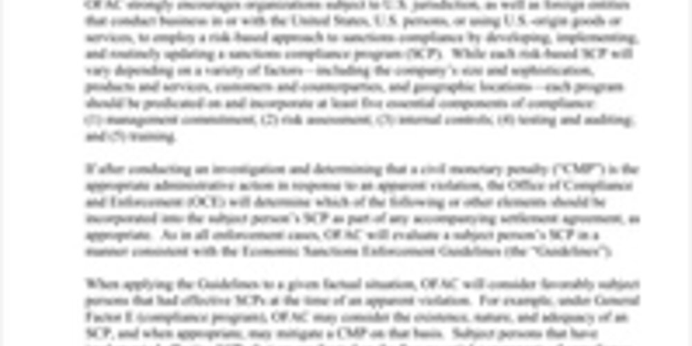 Framework for OFAC Compliance