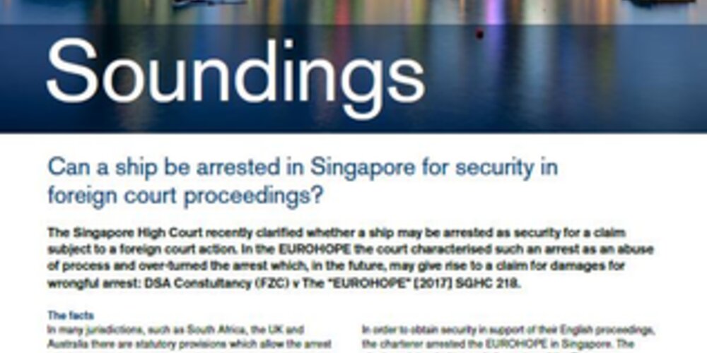 November, 2017 - Ship Arrest in Singapore