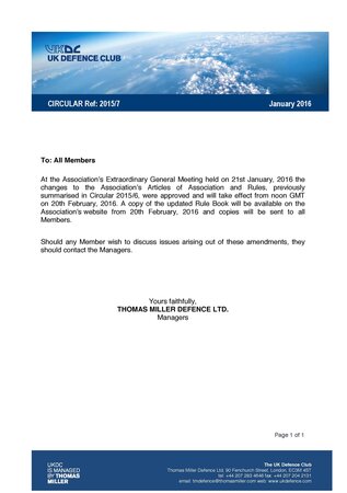 Extraordinary General Meeting - January, 2016