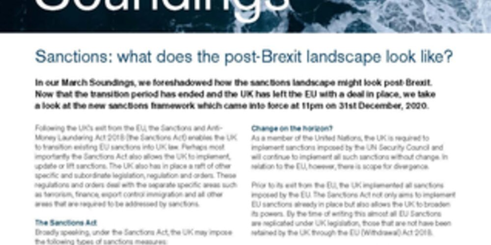 January, 2021 - Sanctions: what does the post-Brexit landscape look like?
