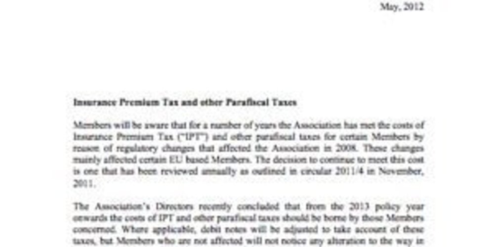 Insurance Premium Tax and other Parafiscal Taxes