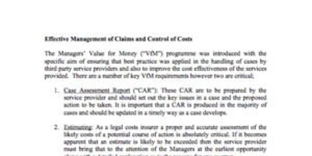 Effective Management of Claims & Control of Costs