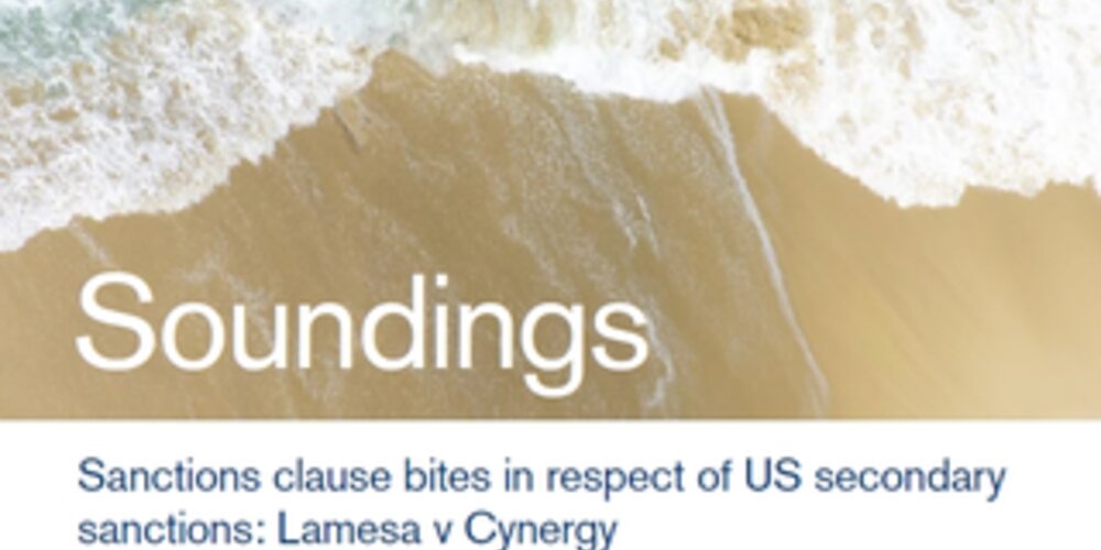 September, 2019 - Sanctions clause bites in respect of US secondary sanctions