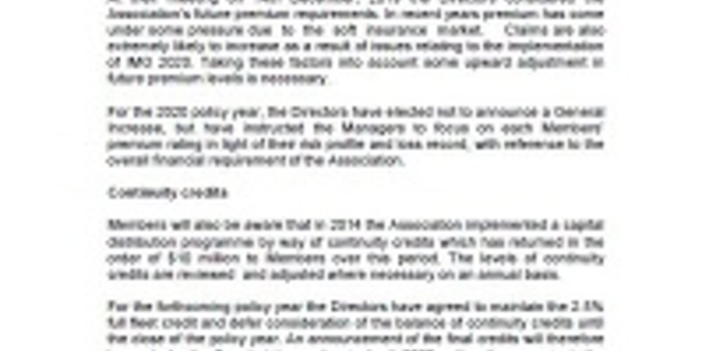 The Association's Call for the 2020/21 Policy Year