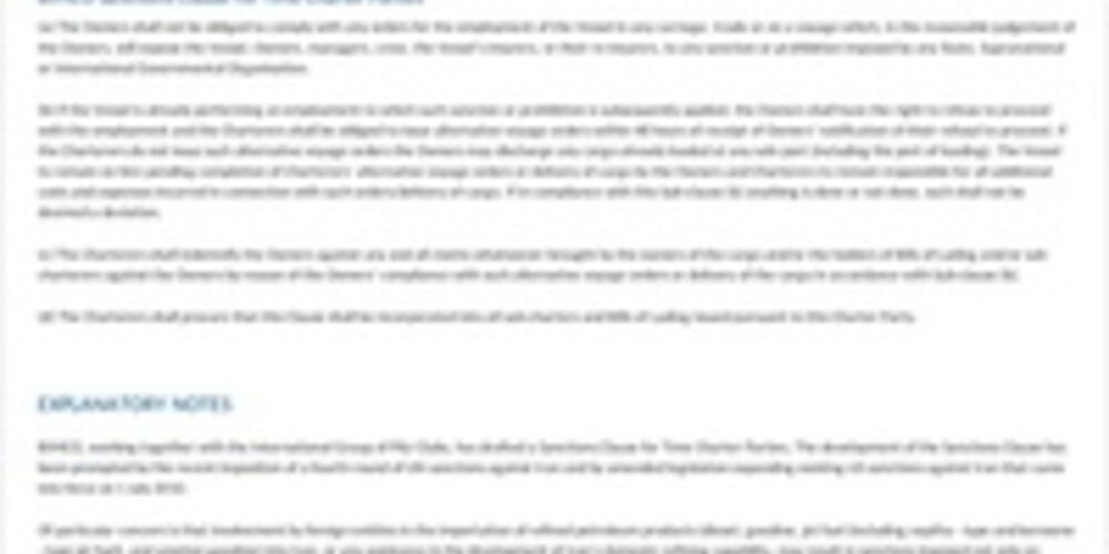 BIMCO Sanctions Clause for Time Charters