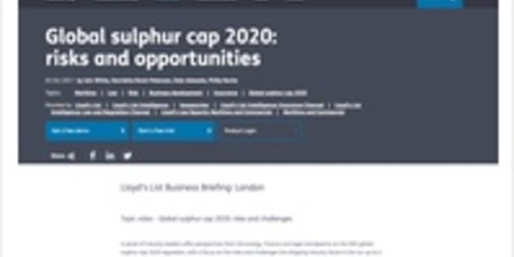 Lloyds List Intelligence Topic Video - Global sulphur cap 2020: risks and challenges
