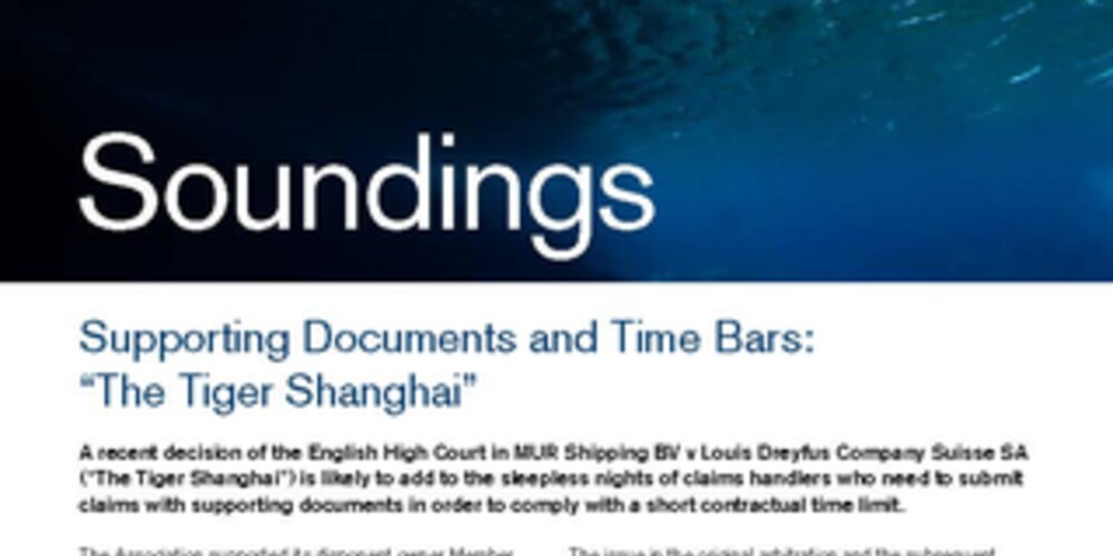 May, 2020 - Supporting Documents and Time Bars: “The Tiger Shanghai”