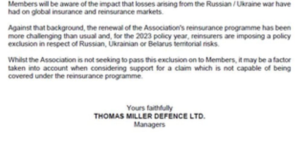 THE ASSOCIATION’S REINSURANCE PROGRAMME 2023/2024