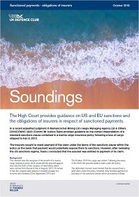 October, 2018 - Sanctioned payments - obligations of insurers