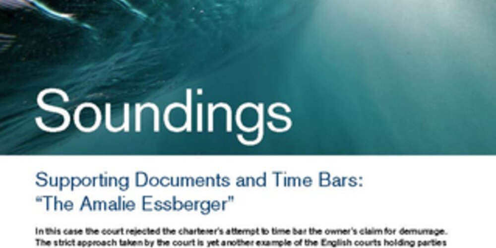 May, 2020 - Supporting Documents and Time Bars: “The Amalie Essberger”