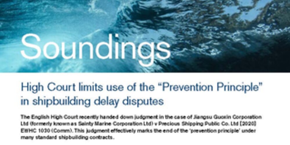 June, 2020 - High Court limits use of the “Prevention Principle”