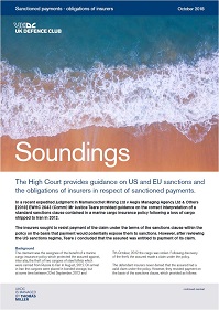 October, 2018 - Sanctioned payments - obligations of insurers